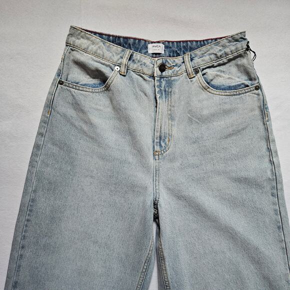 RVCA Denim Light Wash Relaxed Fit Distressed Ripped Mid Rise Baggy Jeans 28 - Picture 8 of 16